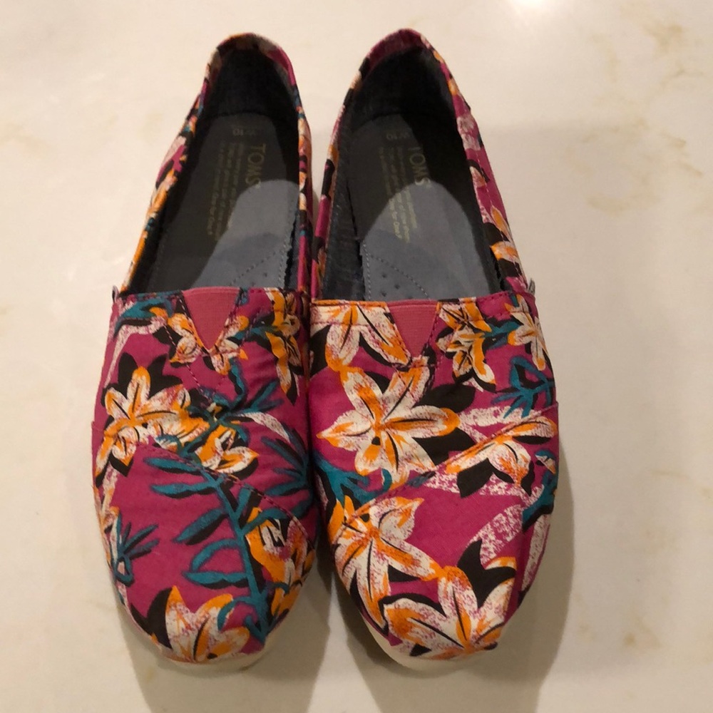 Hot Pink Floral TOMS - 10